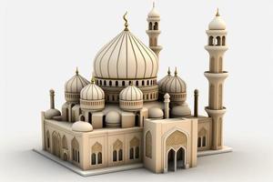 3d icon illustration of mosque on white clear background. photo