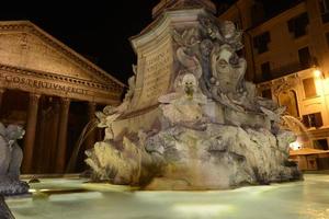 Rome Pantheon fountain night view photo