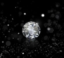 Dazzling diamond on white shining bokeh background. concept for choosing best diamond gem design photo