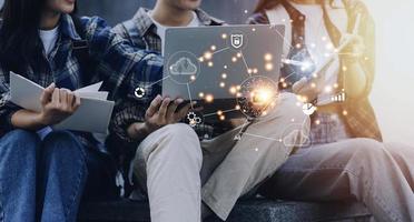 Digital transformation technology strategy, IoT, internet of things. transformation of ideas and the adoption of technology in business in the digital age, enhancing global business capabilities. Ai photo