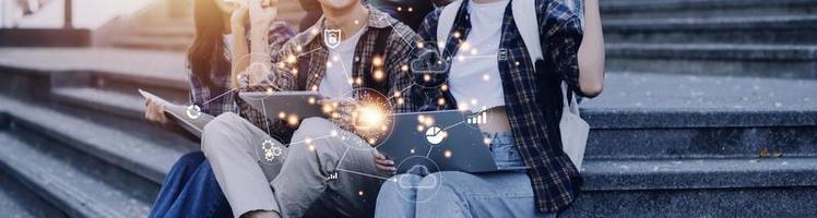 estrategia de tecnología de transformación digital, iot, internet de las cosas. transformación de ideas y la adopción de tecnología en los negocios en la era digital, mejorando las capacidades comerciales globales. ai foto