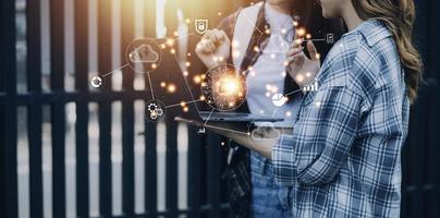 Digital transformation technology strategy, IoT, internet of things. transformation of ideas and the adoption of technology in business in the digital age, enhancing global business capabilities. Ai photo