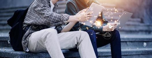 Digital transformation technology strategy, IoT, internet of things. transformation of ideas and the adoption of technology in business in the digital age, enhancing global business capabilities. Ai photo