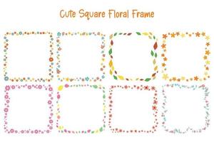 cute flower square sheet frame border  design element set for worksheet