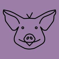 Pig muzzle logo, linear icon on pink background. editable stroke vector