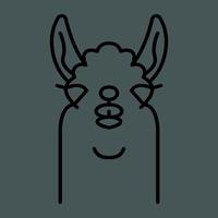 Lama alpaca head logo, linear icon. editable stroke vector