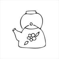 Hand-drawn isolated kettle, on white background, doodle vector