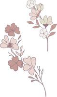 hand-drawn light purple isolated flowers vector