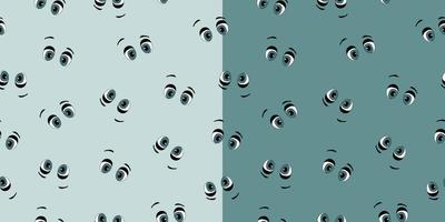 Cartoon eyes patterns. Fabric pattern. Comic style pattern set vector