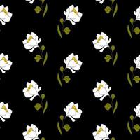 Seamless pattern white flowers on black background vector