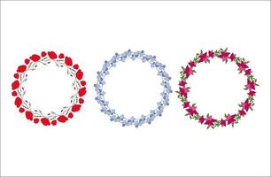 Set of 3 colorful vector floral wreaths