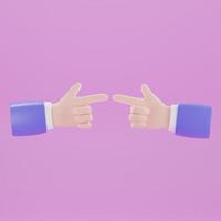 3d render of hand with gesture icons isolated on pink background. photo