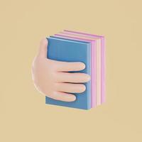 Hand holding a book. Education concept. 3D Rendering. photo