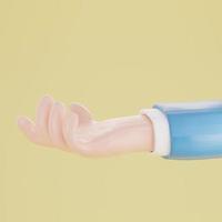 Hand holding isolated on yellow background. 3d rendering photo