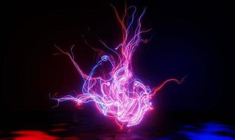 3d rendering. Abstract minimalist background with colorful glowing neon lines. photo