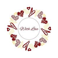 circular heart frame with lettering vector