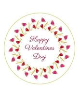 Valentine's day card with circular floral frame with text vector