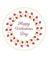 Valentine's day card with circular floral frame with text vector