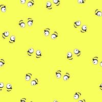 Seamless cartoon eyes pattern on yellow background vector