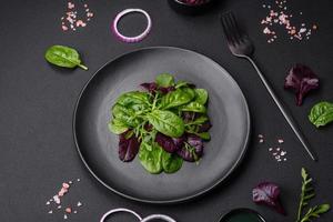 Delicious fresh salad consisting of spinach, chard, radicchio and red chart photo