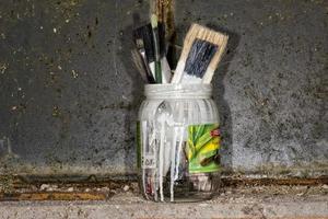 old used paint brush photo