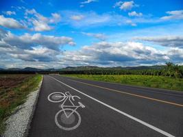 Bicycle lane at the edge of the natural view line, paved road photo