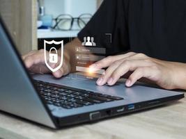Internet network security technology concept Cyber Attack Protection Protection of personal data privacy Data Ownership Login photo