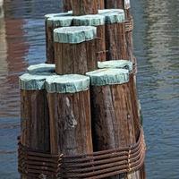 Wood  bollard in Baltimore Harbor photo