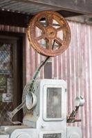 Old rusted movie projector detail photo