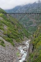 Yukon Gold Rush old Train wood and iron bridge photo