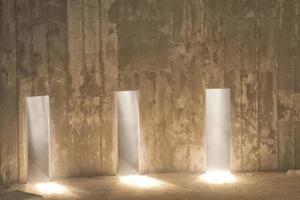 Open doors with light photo