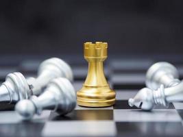 Gold Rook or Castle Tower Chess for ideas and competitions and strategies. business success concept Using strategies to win photo
