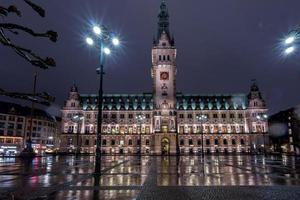 hamburg city hall at night in xmas time photo