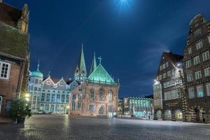 BREMEN, GERMANY - JANUARY, 4 2015 - old town illuminated in christmas time photo