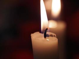 Christmas candles on the table photo