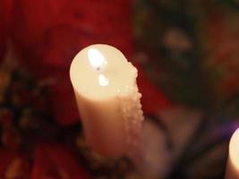 Christmas candles on the table photo