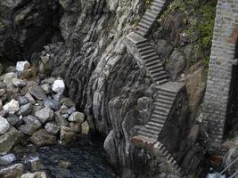 stone stairway riomaggiore cinque terre pictoresque village photo