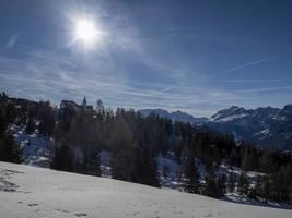 dolomites snow panorama val badia armentara photo