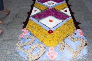 petal and flower carpet for corpus domini christi celebration photo