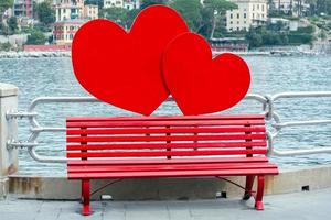 red love big hearts bench photo