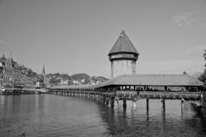 Luzern Switzerland wooden covered bridge photo