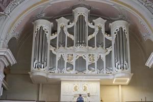 antique old italian mountain church white organ photo