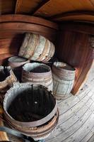 old ship vessel wood barrels detail photo