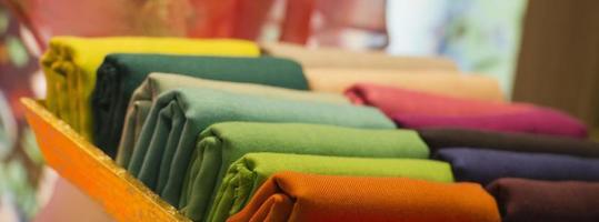 Different colors silk fabric photo