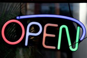 open neon sign isolated photo