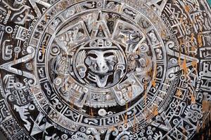maya calendario pintado en tela foto