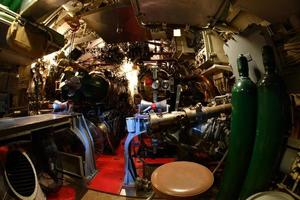 BALTIMORE, USA - JUNE 21 2016 - inside TORSK ii world war submarine view detail close up photo