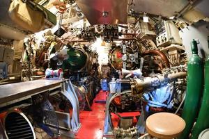 BALTIMORE, USA - JUNE 21 2016 - inside TORSK ii world war submarine view detail close up photo