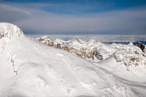 Dolomites aerial sky view landsacape panorama photo