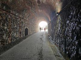 Old railroad abandoned tunnel between Varazze and cogoleto Liguria Italy photo